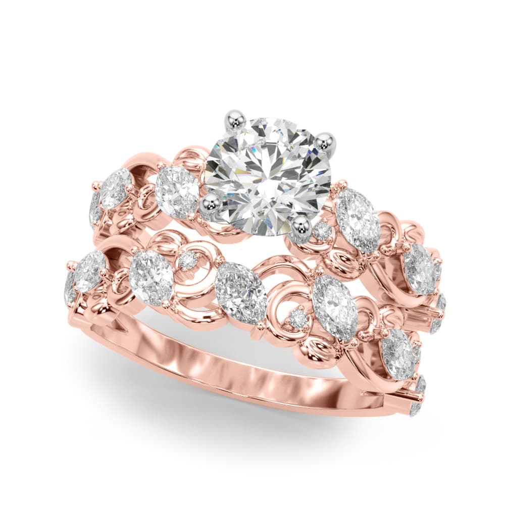Contemporary Engagement Ring, style 51214, On hand view in rose gold