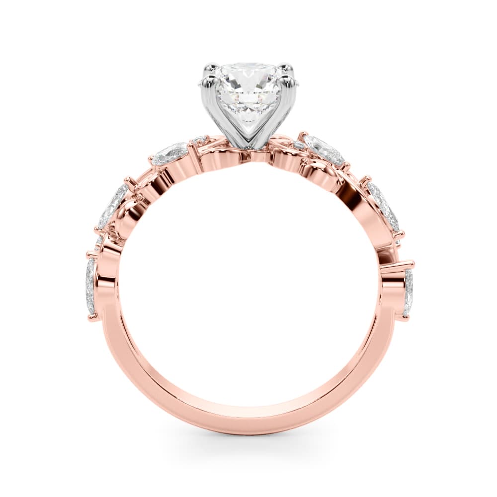 Contemporary Engagement Ring, style 51214, Side view in rose gold