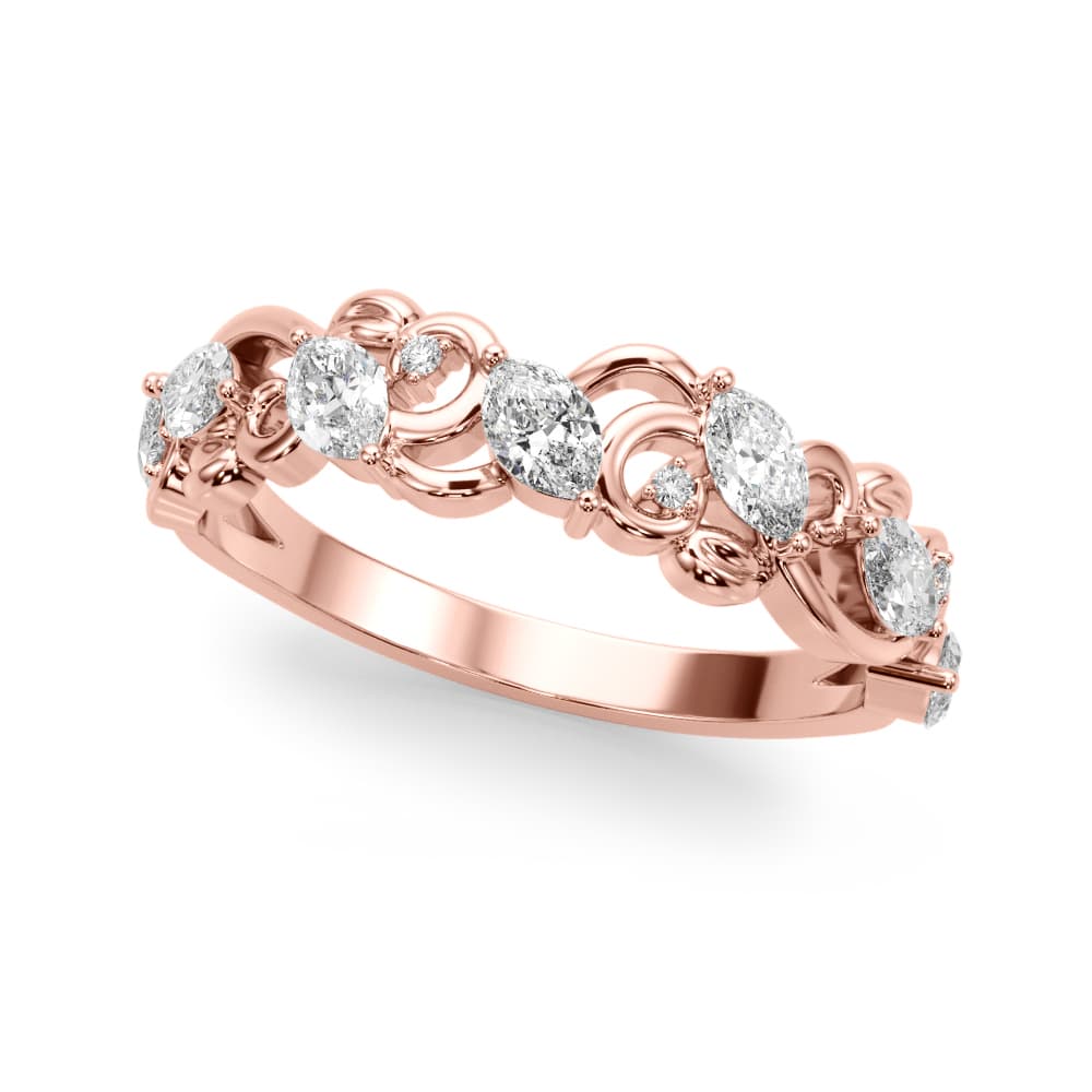 Nature Inspired Fancy Shape Wedding Band (1/2 ct. tw.), Front view in rose gold