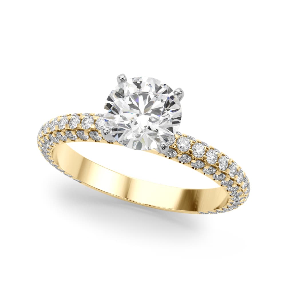 Multi-Row Pavé Engagement Ring in Yellow gold