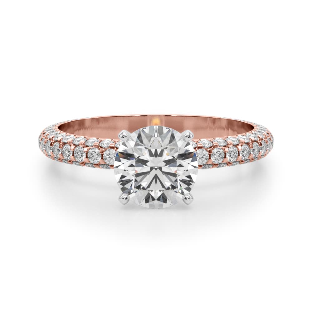Multi-Row Pavé Engagement Ring, style 51215, Angle view in rose gold