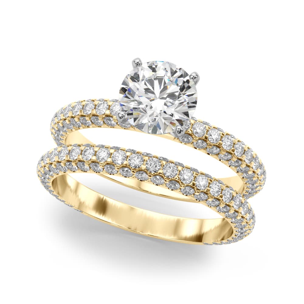 Multi-Row Pavé Engagement Ring, style 51215, On hand view in yellow gold