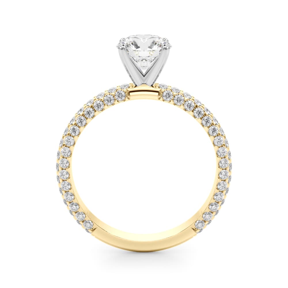 Multi-Row Pavé Engagement Ring, style 51215, Side view in yellow gold