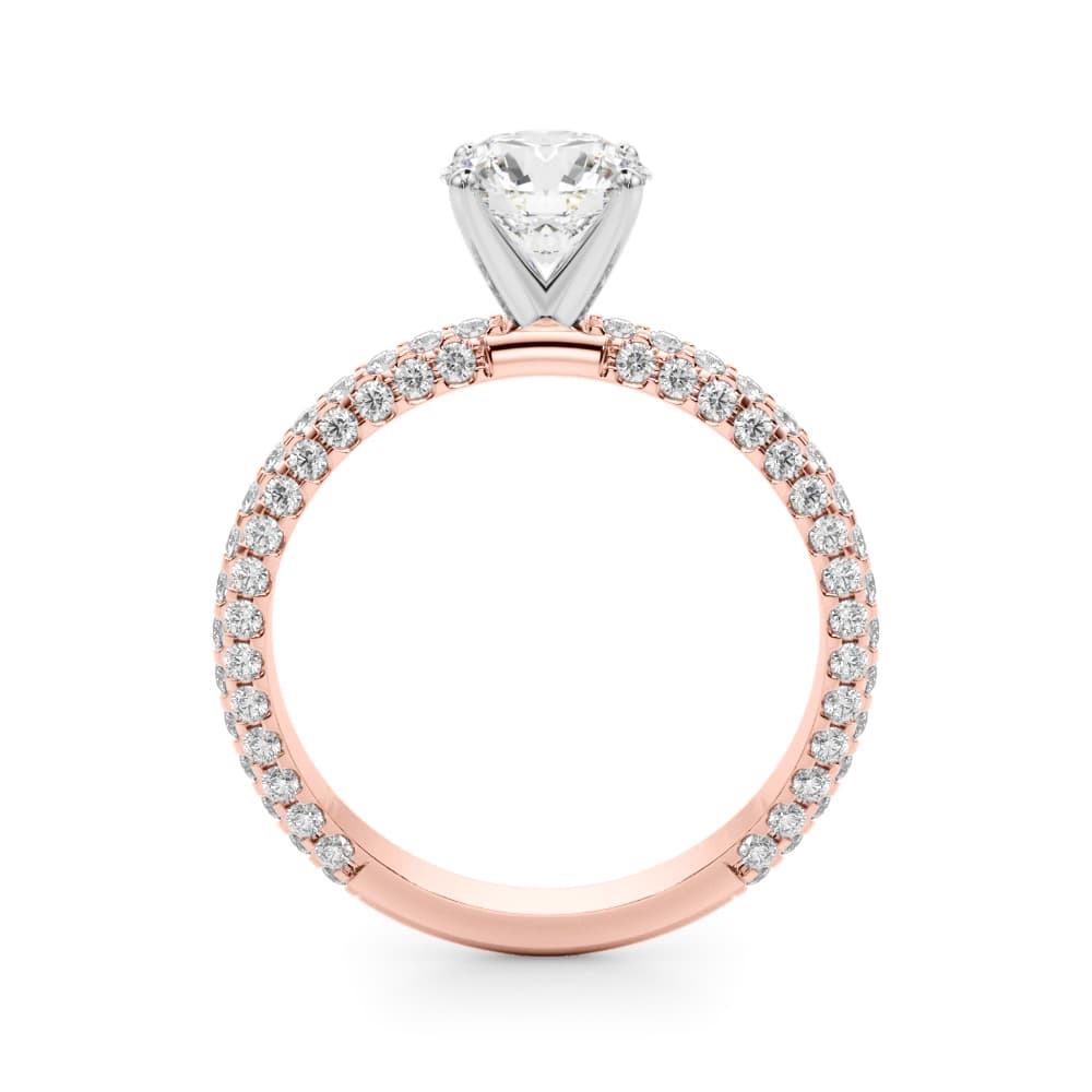 Multi-Row Pavé Engagement Ring, style 51215, Side view in rose gold