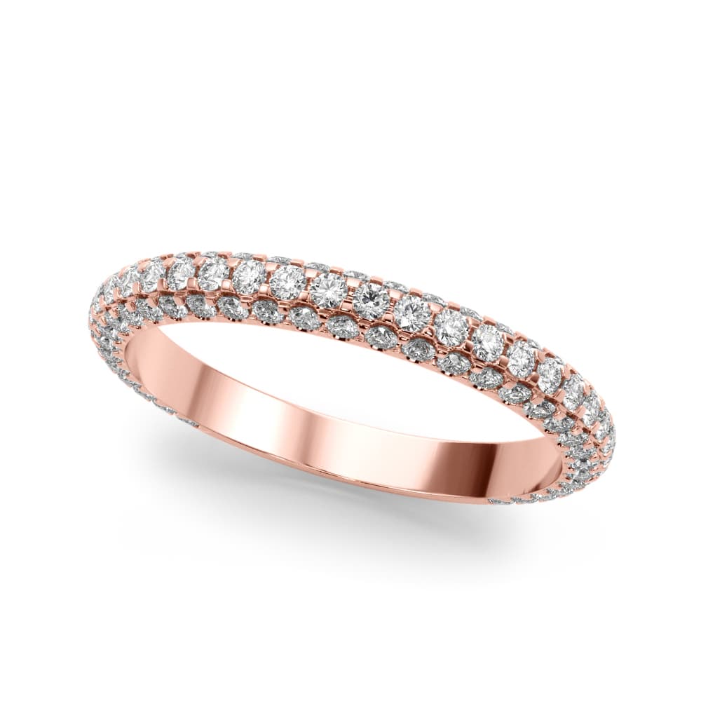 Multi-Row Pavé Wedding Bands (0.84 ct. tw.), Front view in rose gold