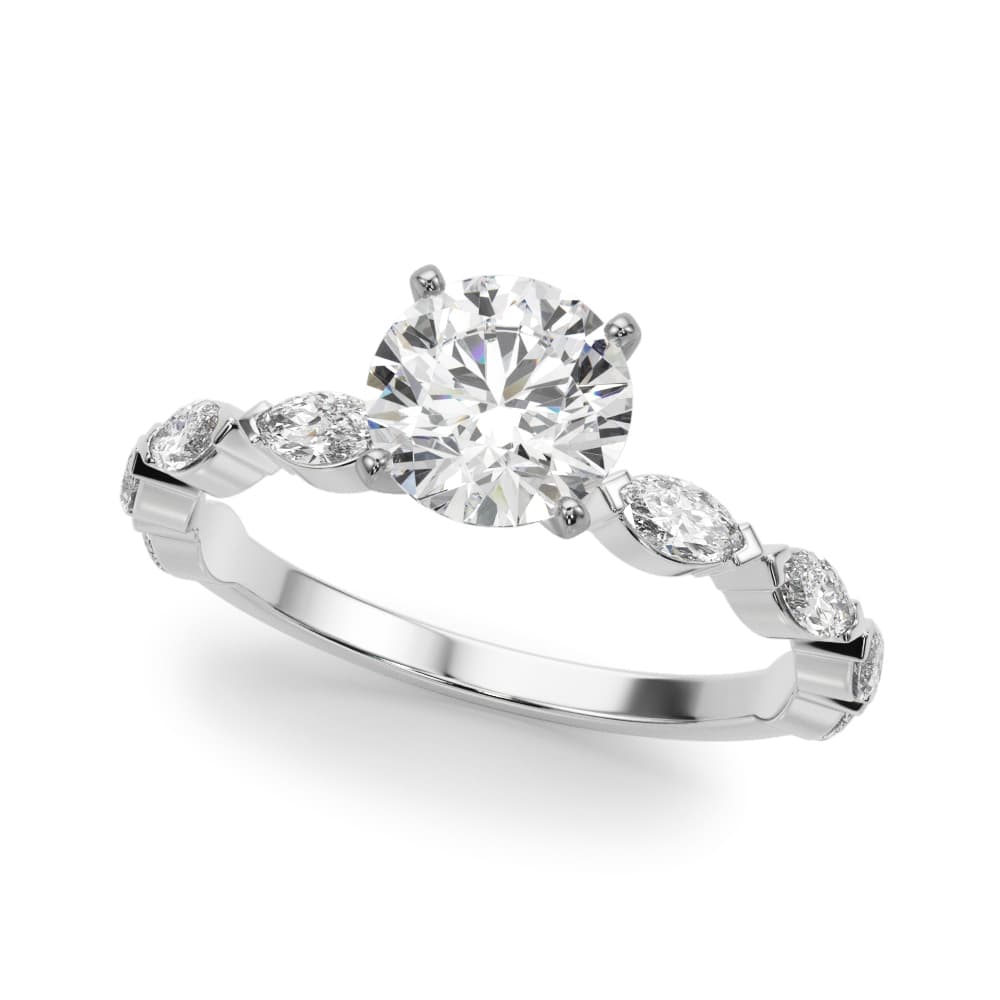 V-Tip Marquise Accented Engagement Ring — style 51216 in 10k White Gold
