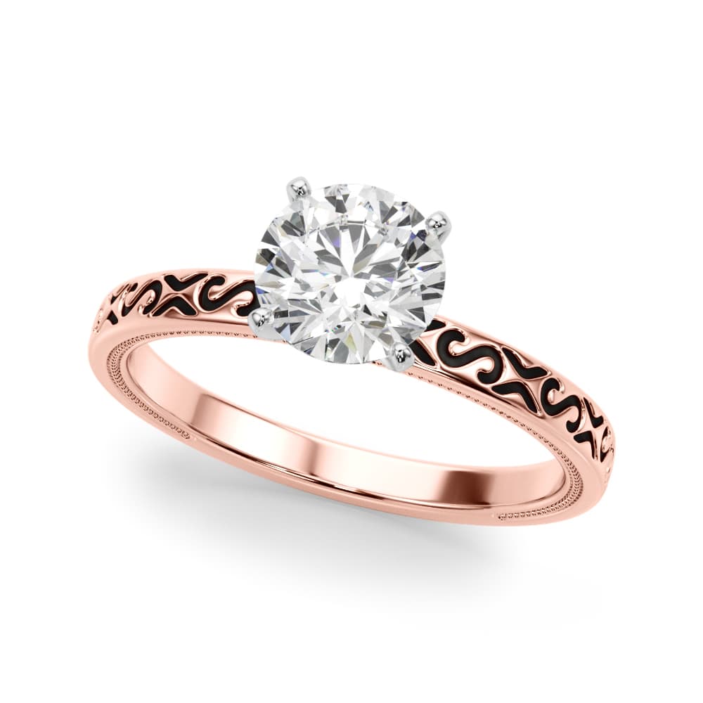 Vintage Style S-Carved Engagement Ring, style 51217, Front view in rose gold