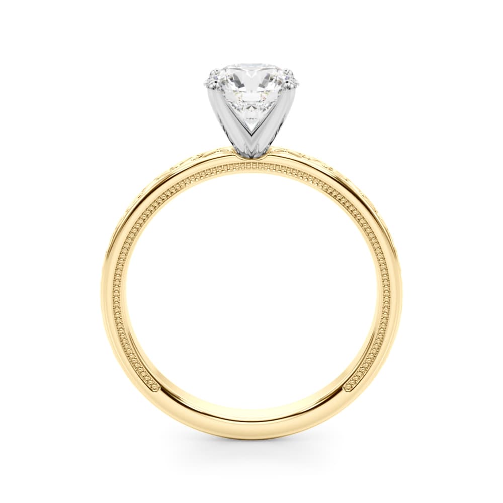 Vintage Style S-Carved Engagement Ring, style 51217, Side view in yellow gold