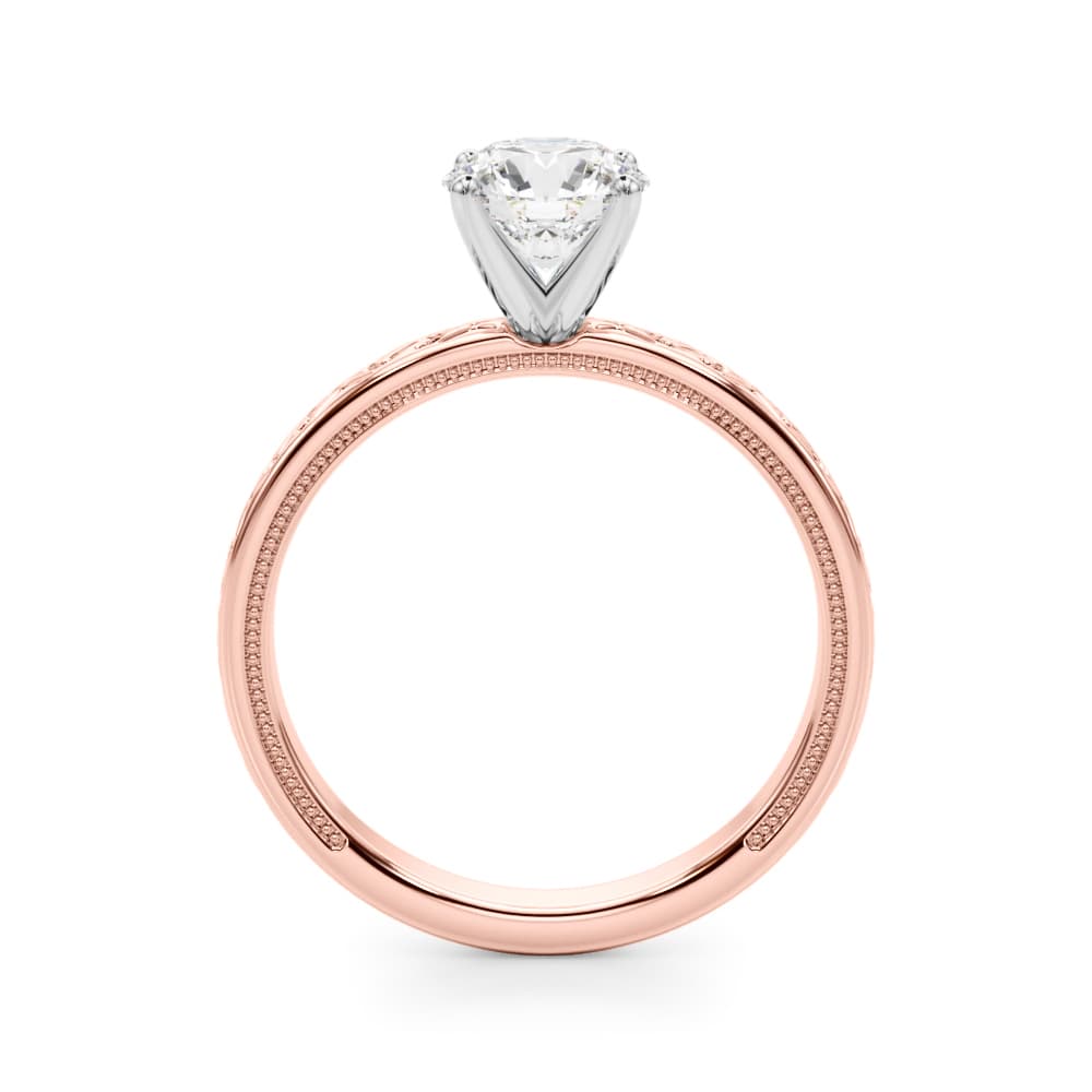 Vintage Style S-Carved Engagement Ring, style 51217, Side view in rose gold