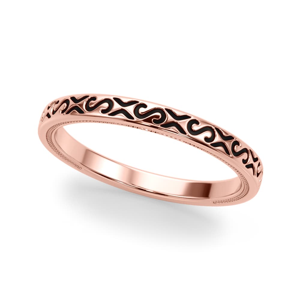 Vintage Inspired Wedding Band, Front view in rose gold