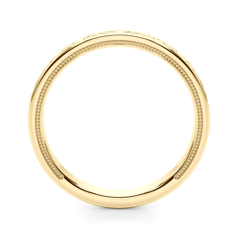 Vintage Inspired Wedding Band, Side view in yellow gold