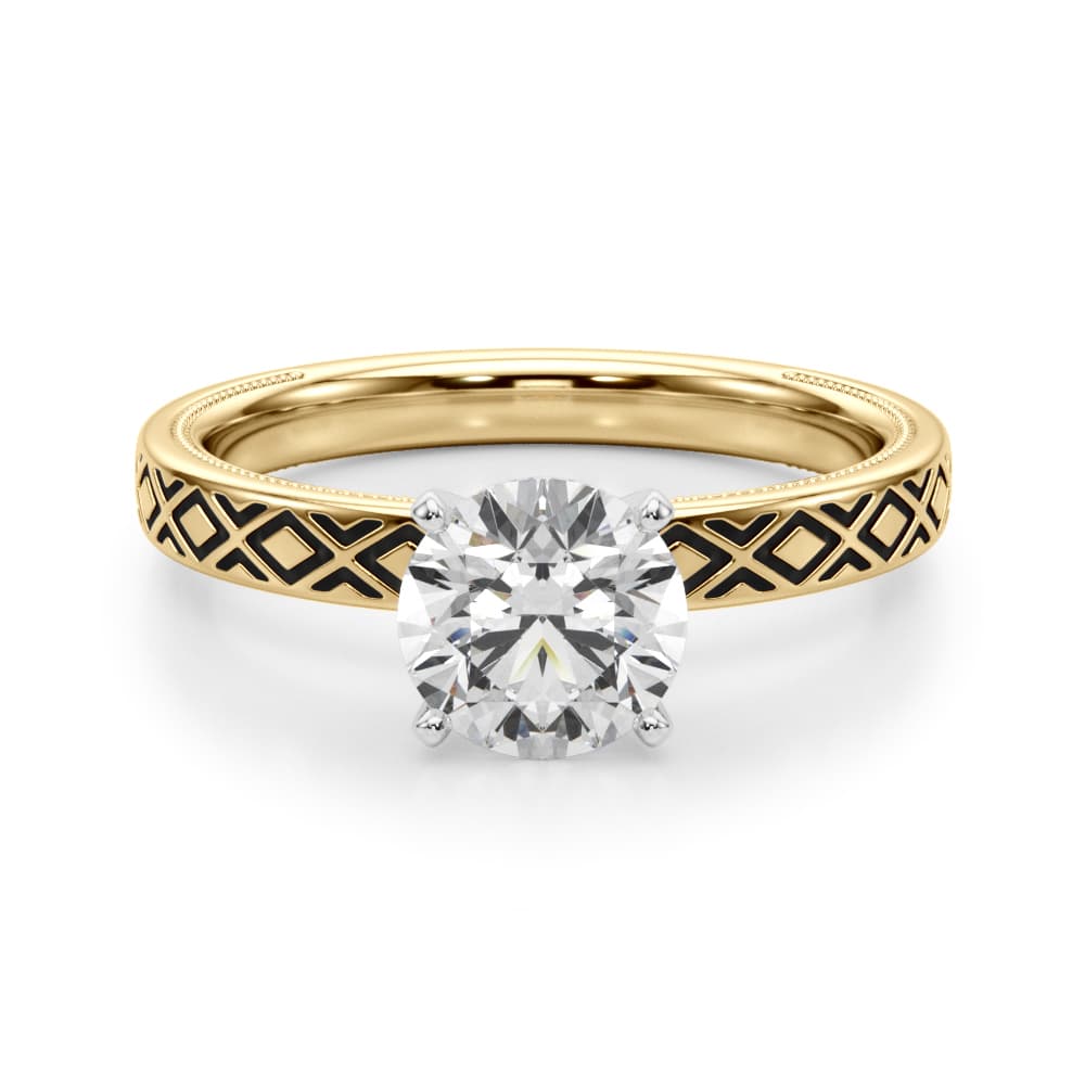 Vintage Style Solitaire Engagement Ring, style 51218, Angle view in yellow gold