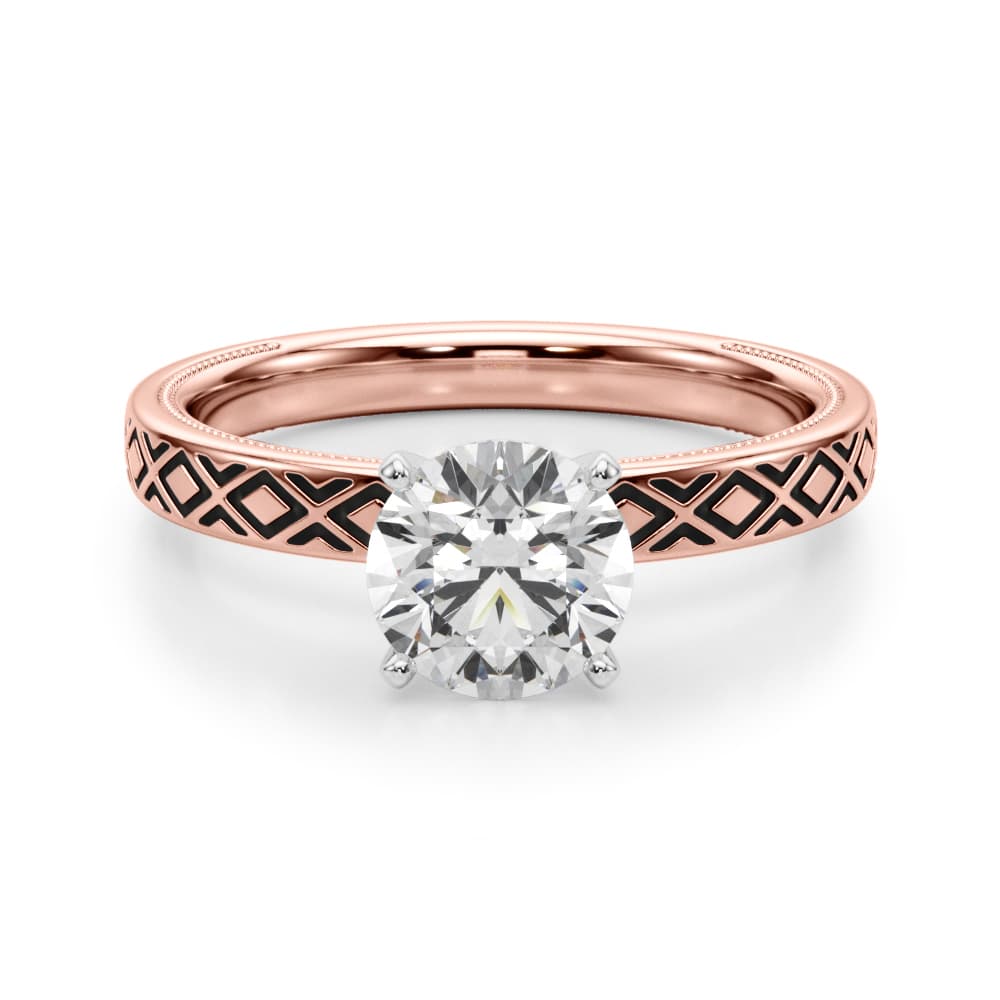 Vintage Style Solitaire Engagement Ring, style 51218, Angle view in rose gold