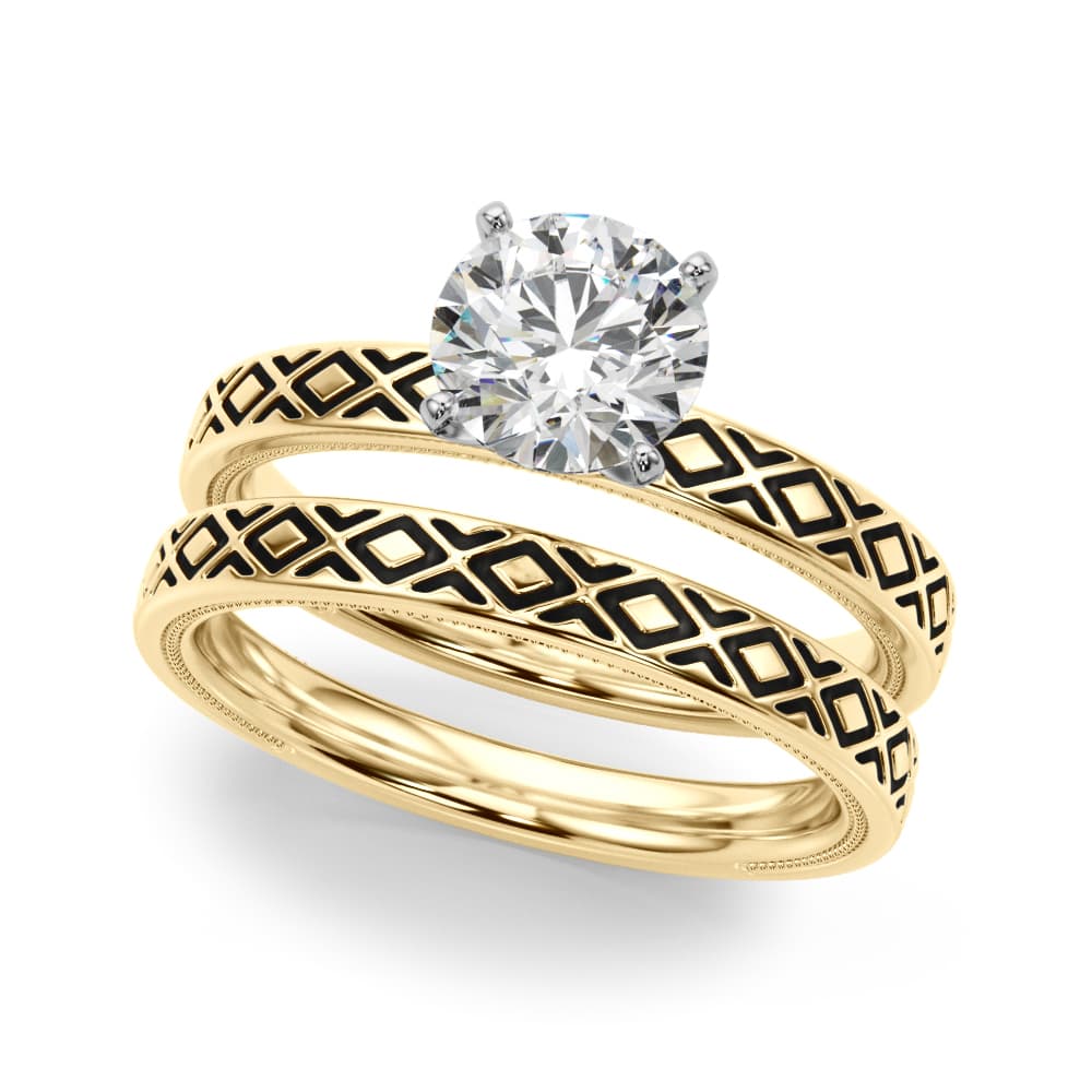 Vintage Style Solitaire Engagement Ring, style 51218, On hand view in yellow gold