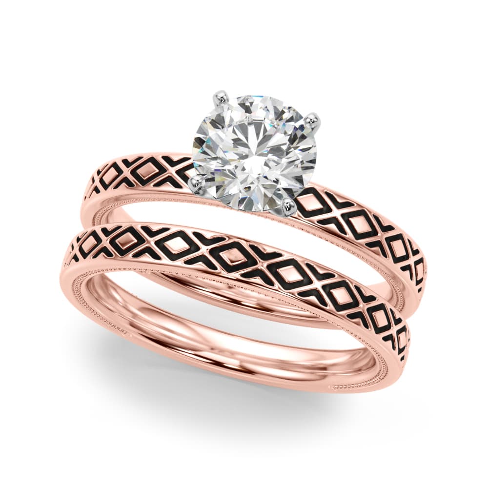 Vintage Style Solitaire Engagement Ring, style 51218, On hand view in rose gold