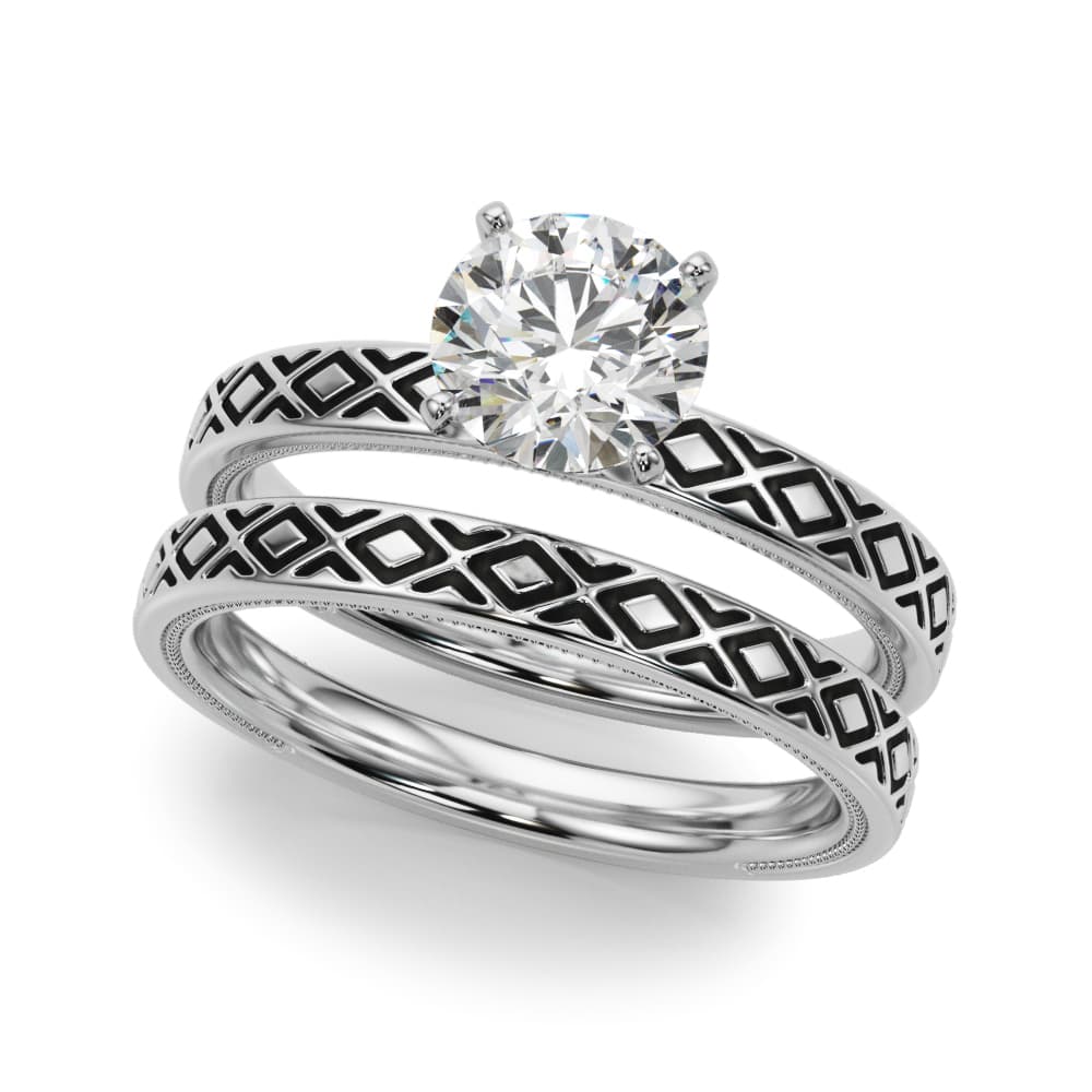 Vintage Style Solitaire Engagement Ring, style 51218, On hand view in white gold or platinum
