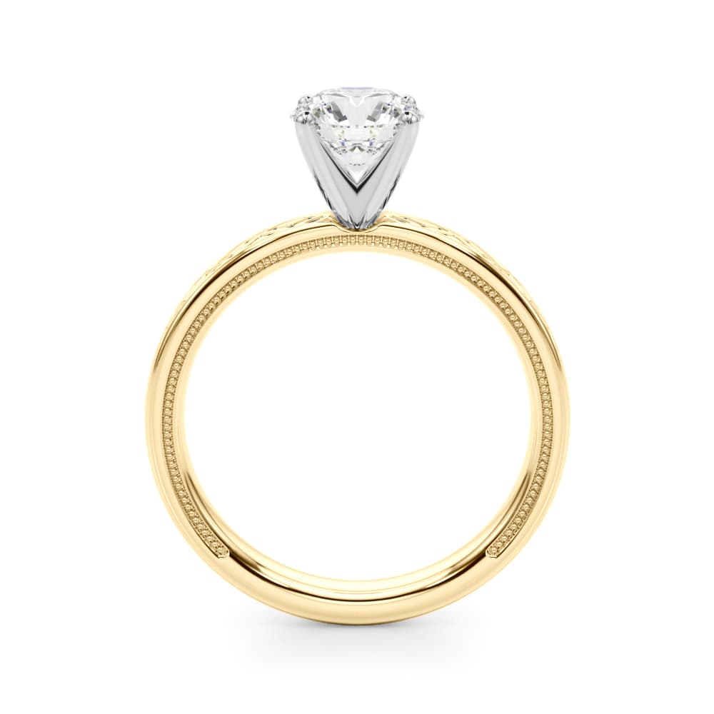 Vintage Style Solitaire Engagement Ring, style 51218, Side view in yellow gold