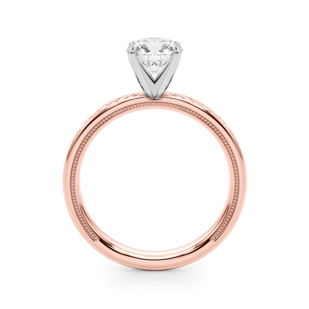 Vintage Style Solitaire Engagement Ring, style 51218, Side view in rose gold