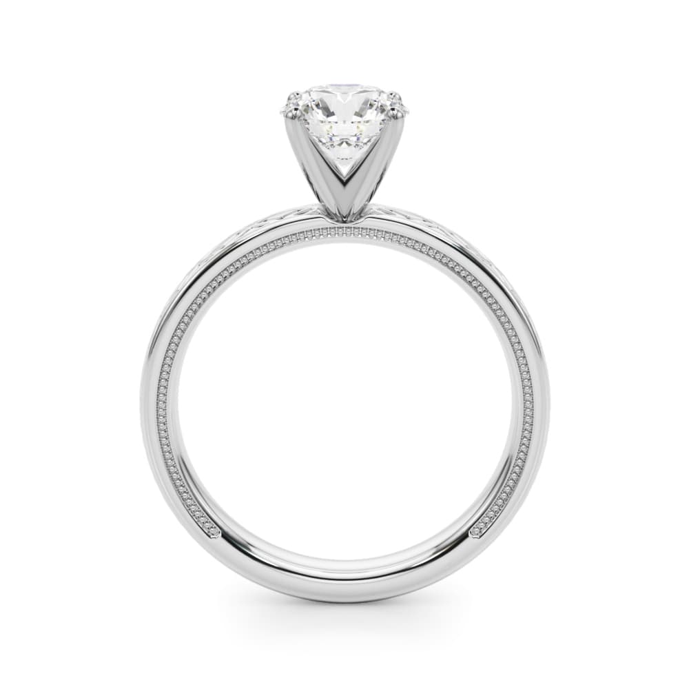 Vintage Style Solitaire Engagement Ring, style 51218, Side view in white gold or platinum