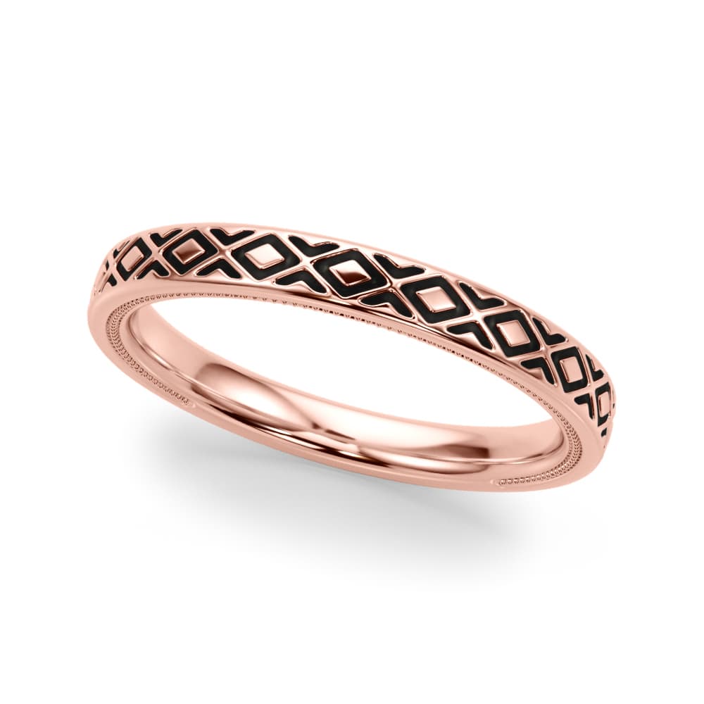 Vintage Inspired Wedding Band, Front view in rose gold