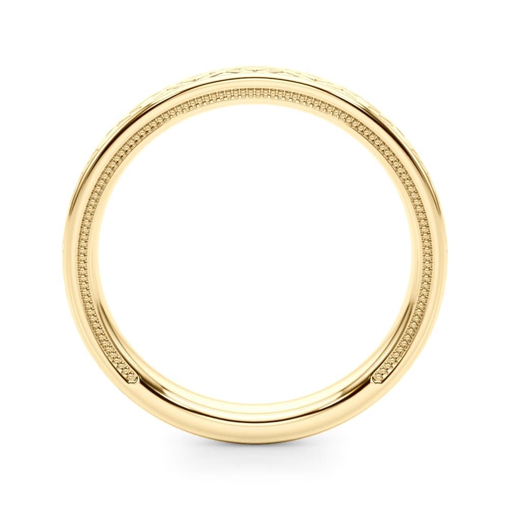 Vintage Inspired Wedding Band, Side view in yellow gold