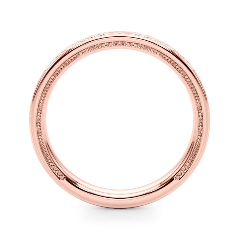 Vintage Inspired Wedding Band, Side view in rose gold