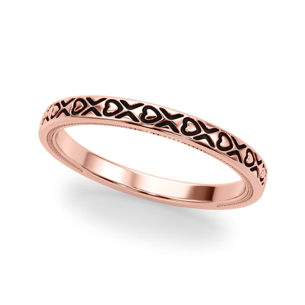 Vintage Inspired Wedding Band, Front view in rose gold