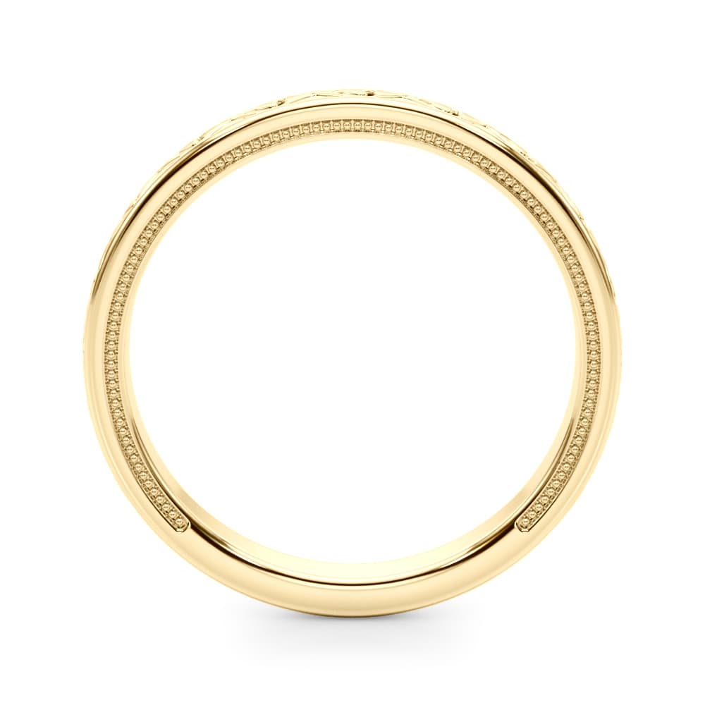 Vintage Inspired Wedding Band, Side view in yellow gold
