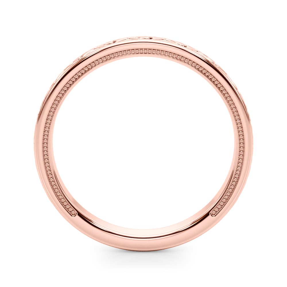 Vintage Inspired Wedding Band, Side view in rose gold