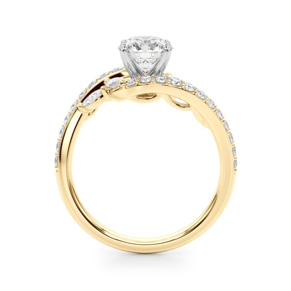 Bypass Fancy Shape Melee Marquise Engagement Ring, style 51220, Side view in yellow gold