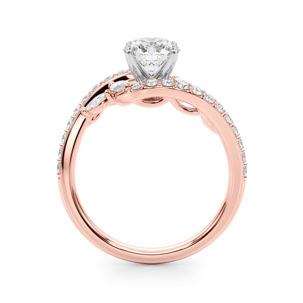 Bypass Fancy Shape Melee Marquise Engagement Ring, style 51220, Side view in rose gold