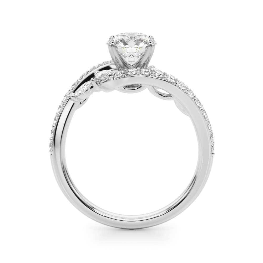 Bypass Fancy Shape Melee Marquise Engagement Ring, style 51220, Side view in white gold or platinum