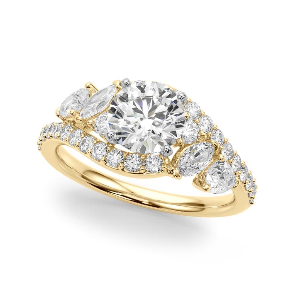 Bypass Multi-Row Marquise Engagement Ring, style 51221, Front view in yellow gold