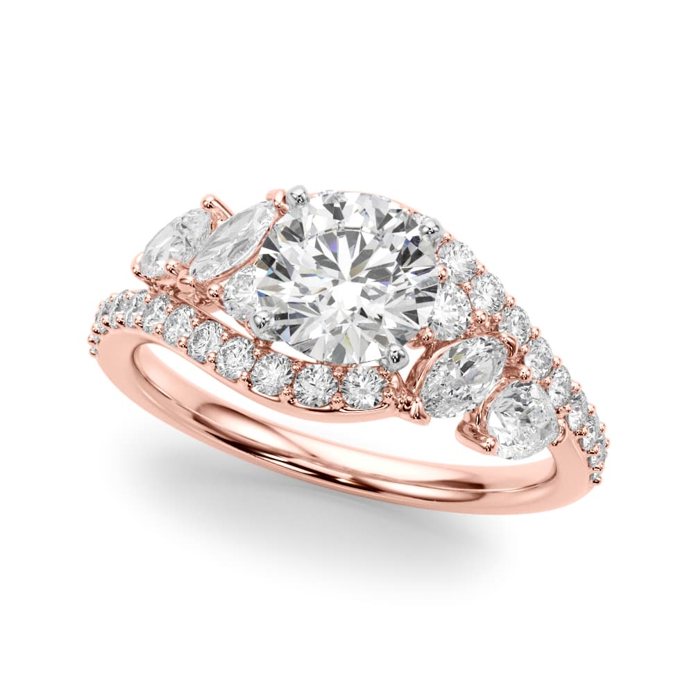 Bypass Multi-Row Marquise Engagement Ring, style 51221, Front view in rose gold
