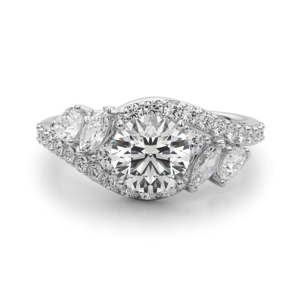 Bypass Multi-Row Marquise Engagement Ring, style 51221, Angle view in white gold or platinum