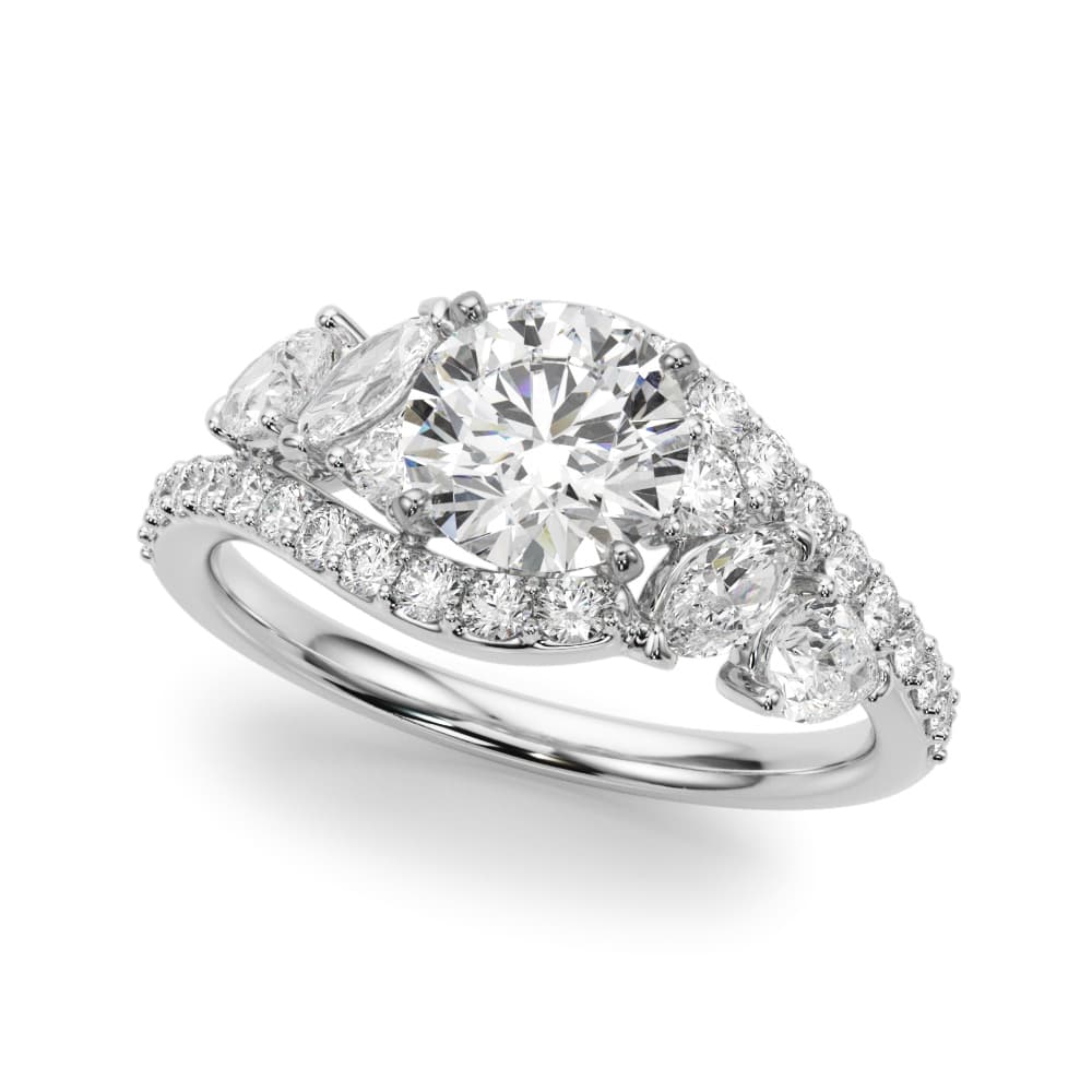 Bypass Multi-Row Marquise Engagement Ring in White gold