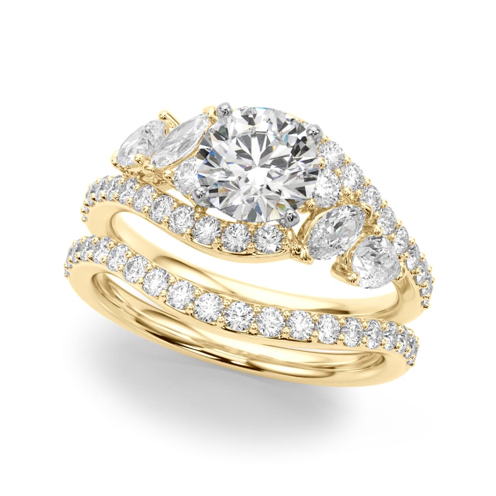 Bypass Multi-Row Marquise Engagement Ring, style 51221, On hand view in yellow gold