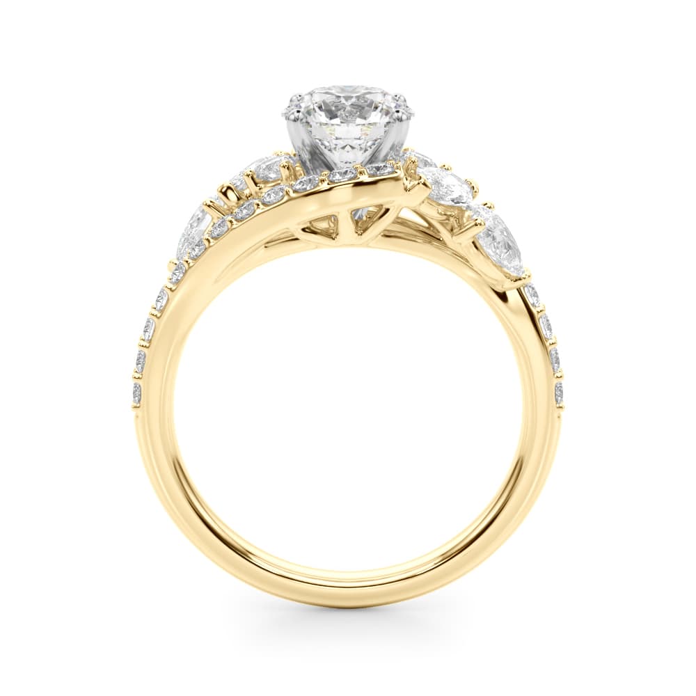Bypass Multi-Row Marquise Engagement Ring, style 51221, Side view in yellow gold