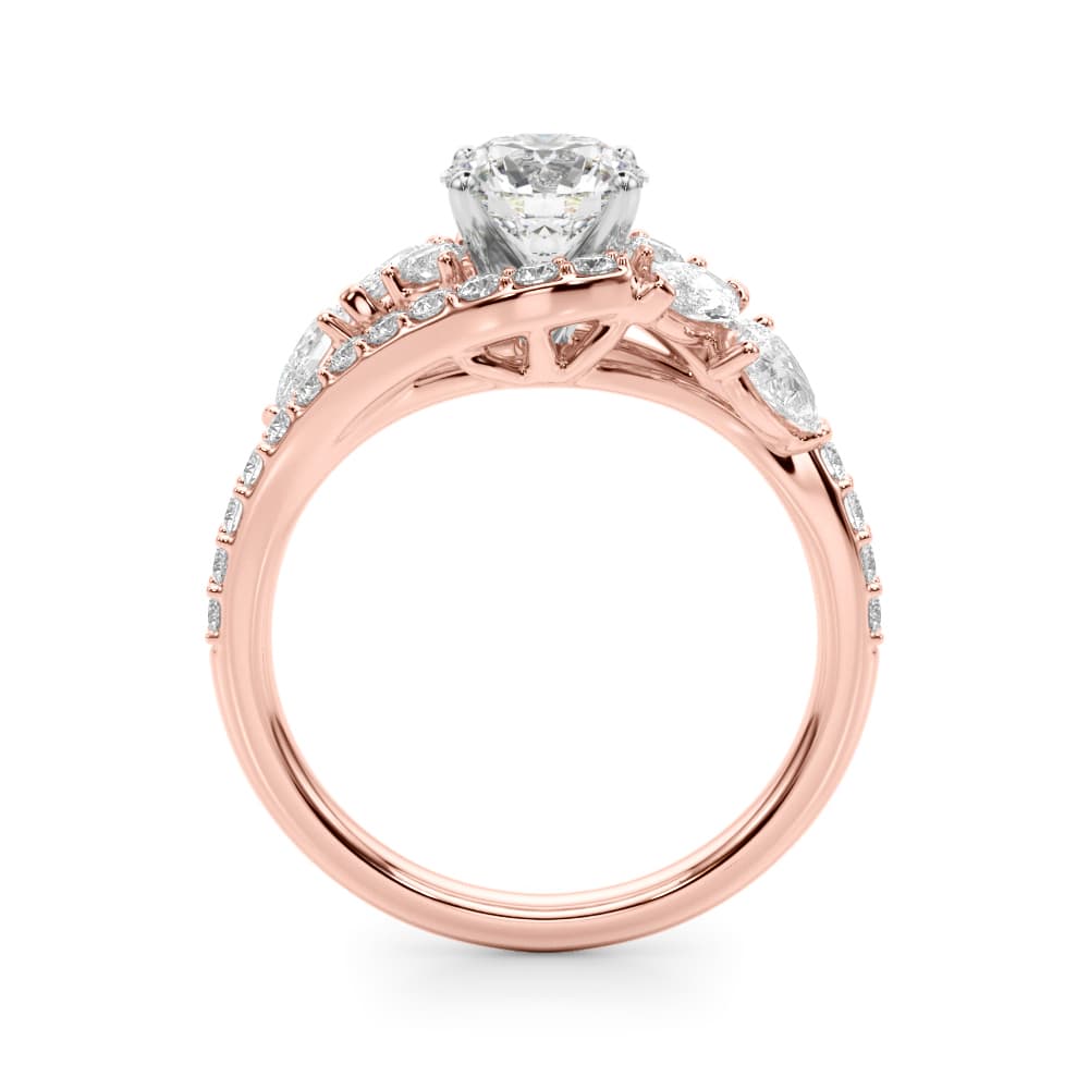 Bypass Multi-Row Marquise Engagement Ring, style 51221, Side view in rose gold