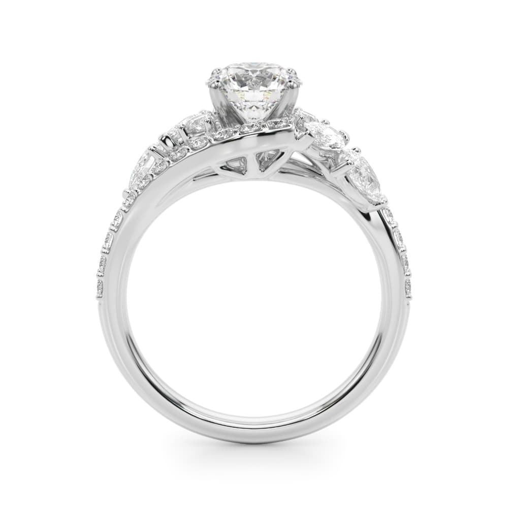 Bypass Multi-Row Marquise Engagement Ring, style 51221, Side view in white gold or platinum