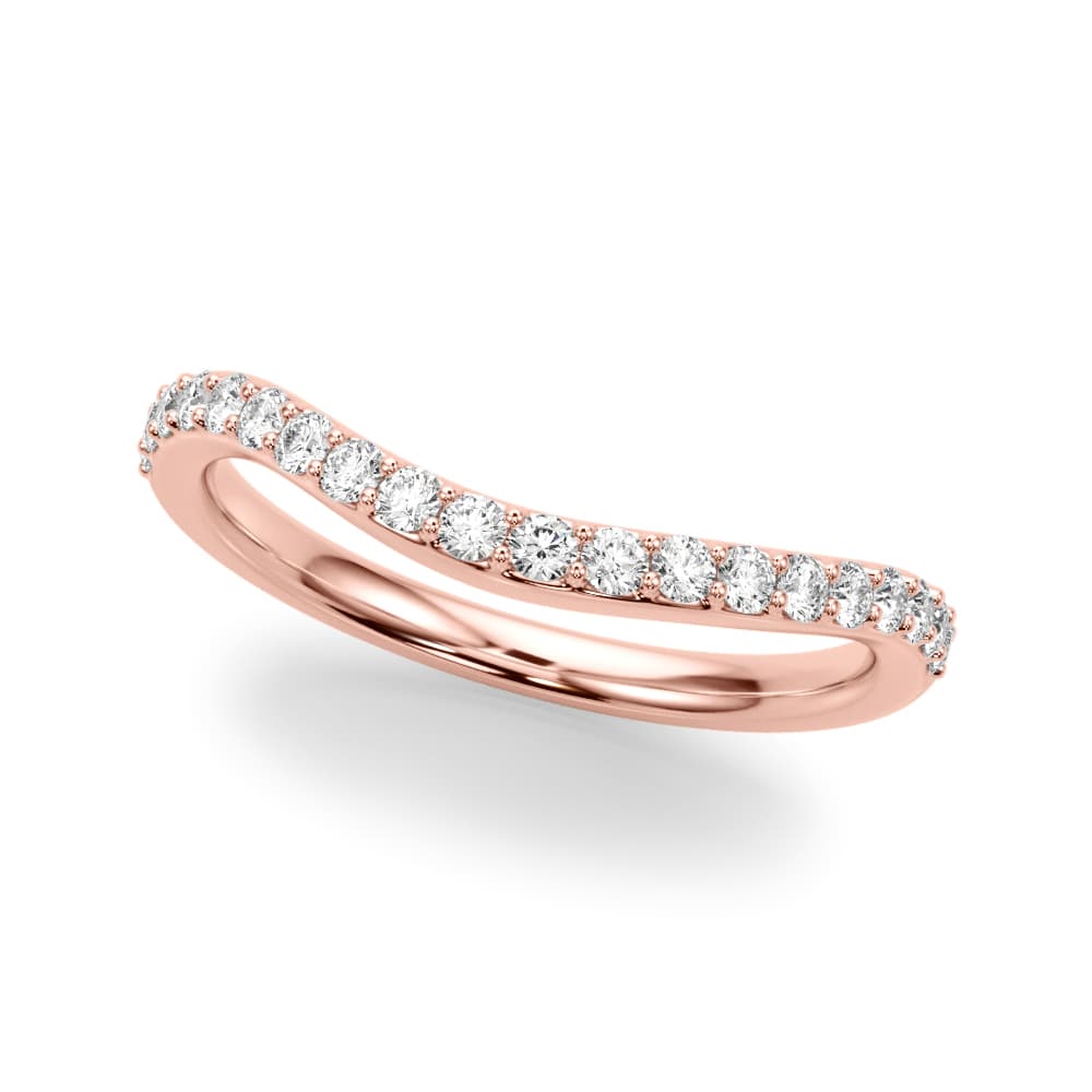 Single Row Prong Curved Wedding Band (0.3 ct. tw.), Front view in rose gold