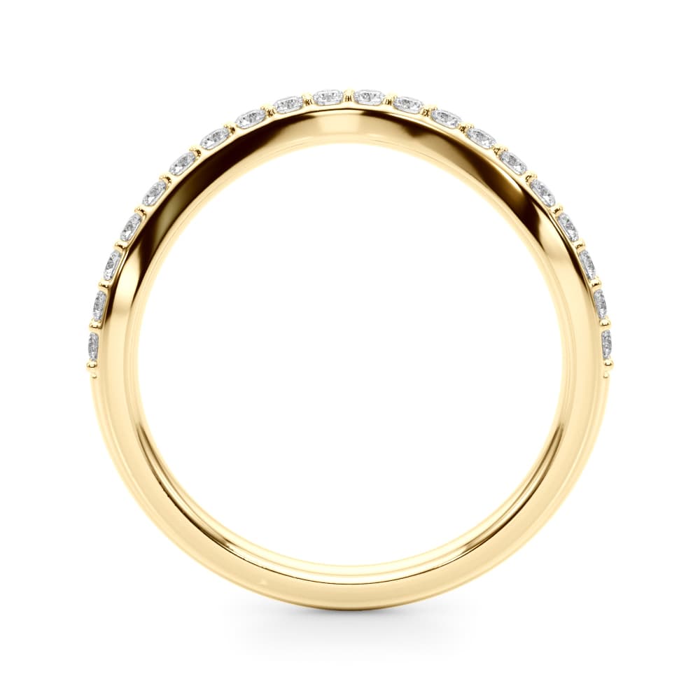 Single Row Prong Curved Wedding Band (0.3 ct. tw.), Side view in yellow gold