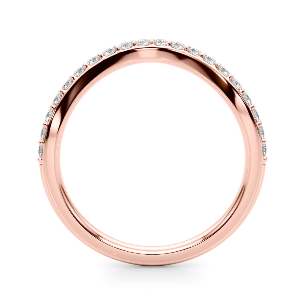 Single Row Prong Curved Wedding Band (0.3 ct. tw.), Side view in rose gold