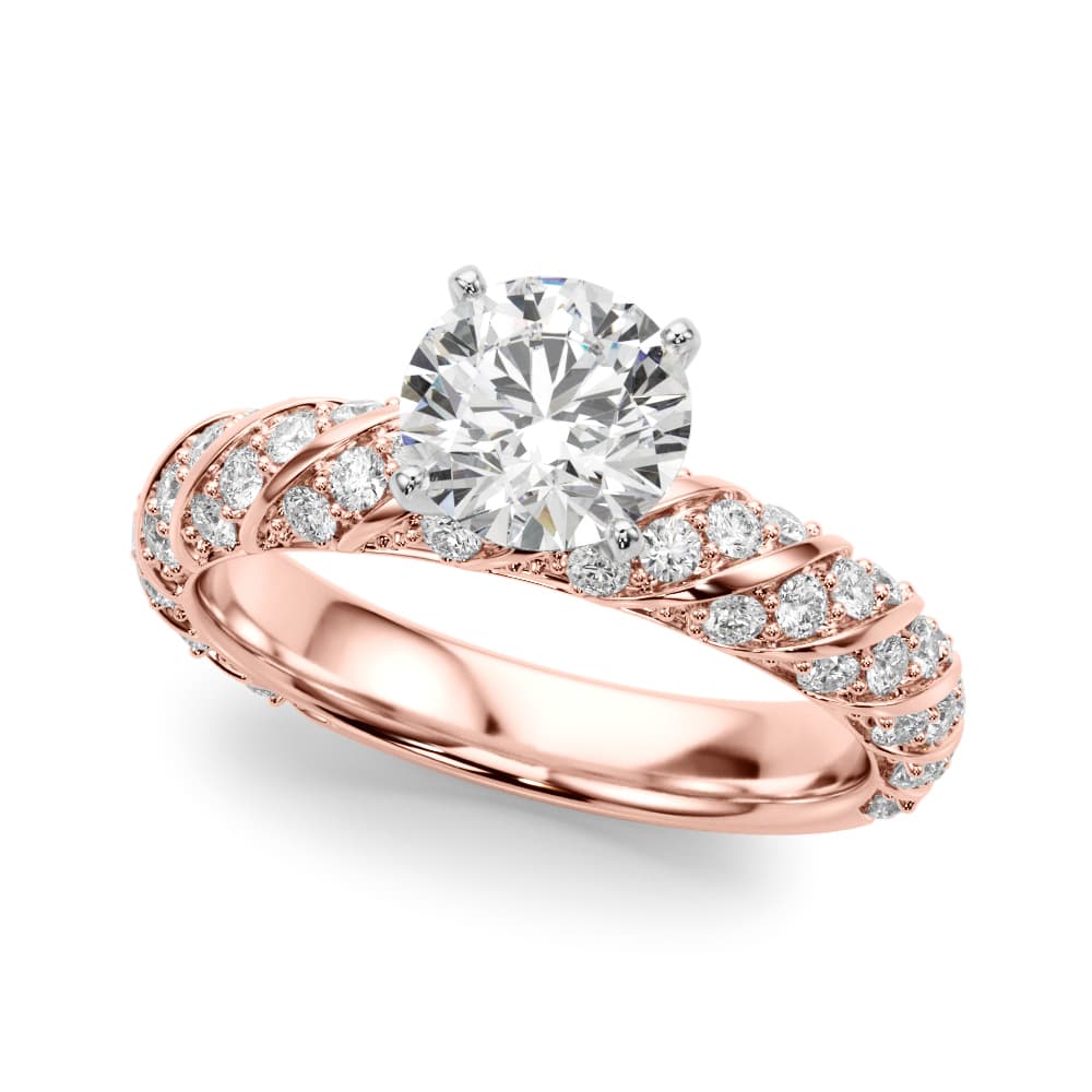 Swirling Pavé Engagement Ring, style 51223, Front view in rose gold