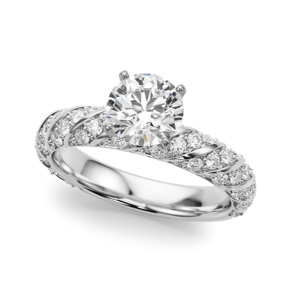 Swirling Pavé Engagement Ring — style 51223 in 10k White Gold