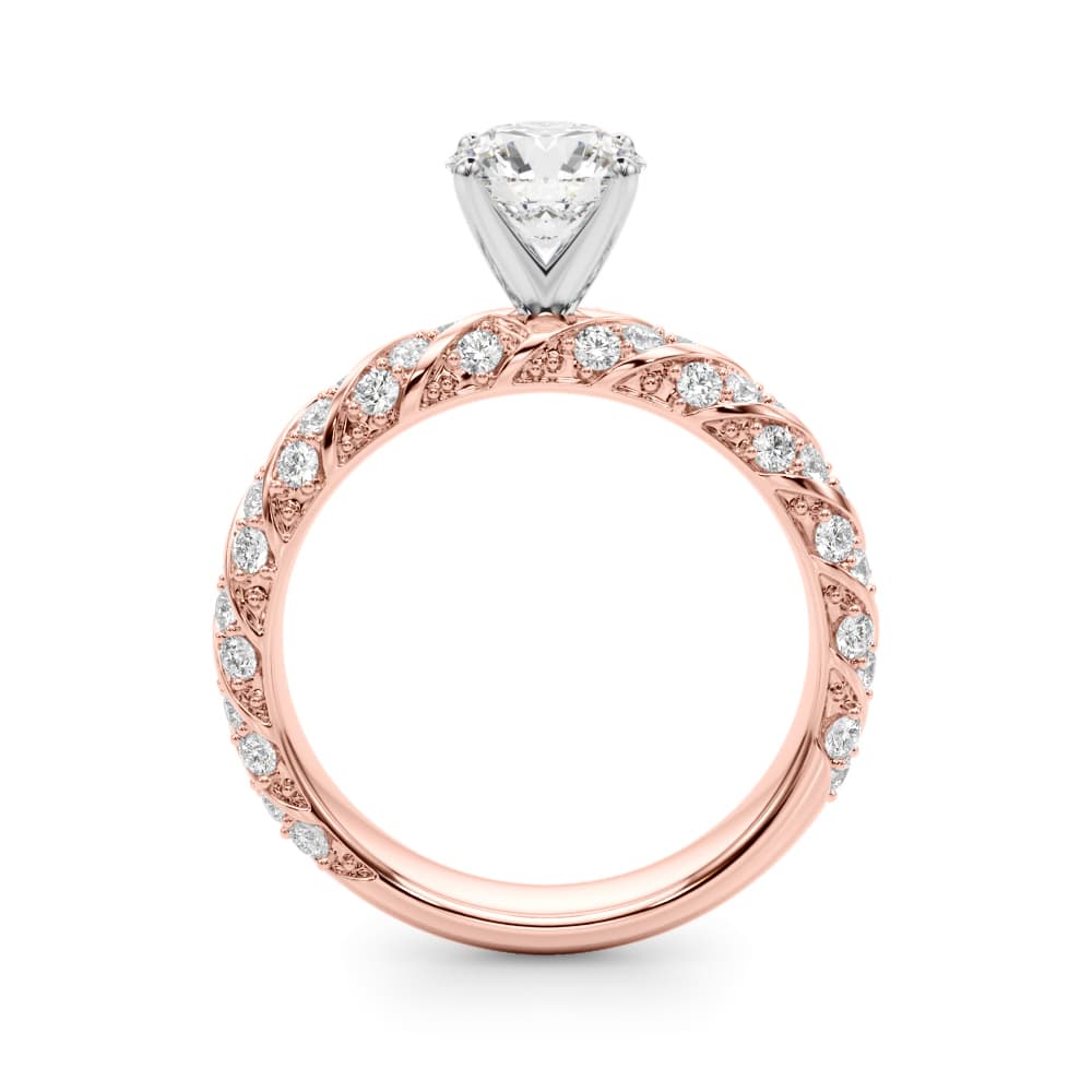 Swirling Pavé Engagement Ring, style 51223, Side view in rose gold