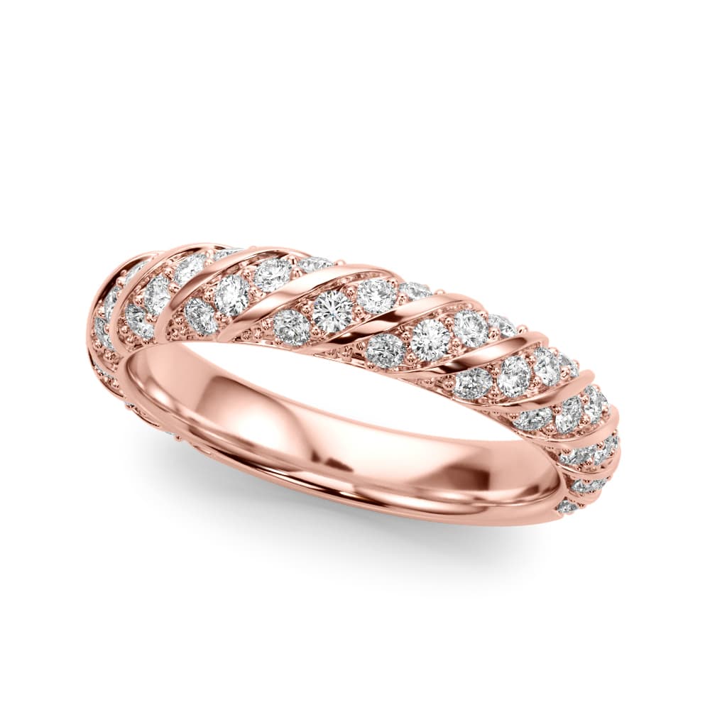Swirling Pavé Wedding Band (2/3 ct. tw.), Front view in rose gold