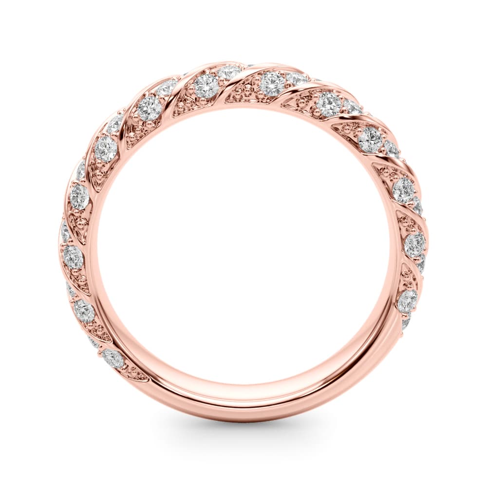 Swirling Pavé Wedding Band (2/3 ct. tw.), Side view in rose gold