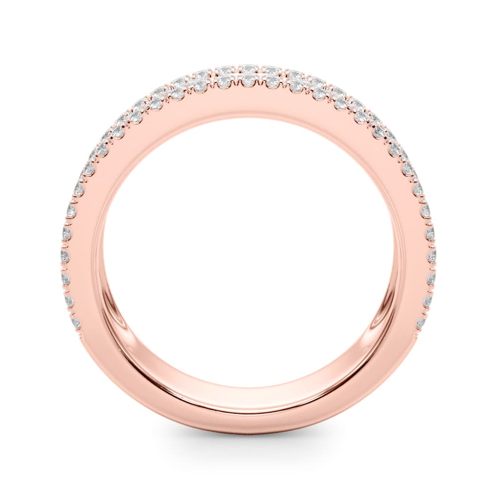 Multi-Row Pavé U-Prong Baguette Wedding Bands (1.06 ct. tw.), Side view in rose gold