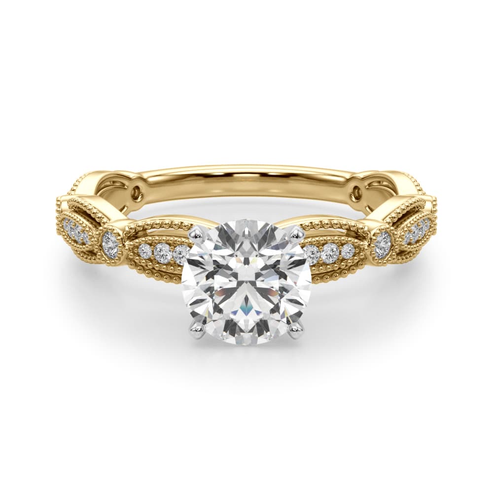 Vintage Inspired Engagement Ring, style 51225, Angle view in yellow gold